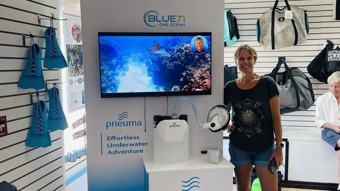 A Pneuma kiosk installed at a dive operation